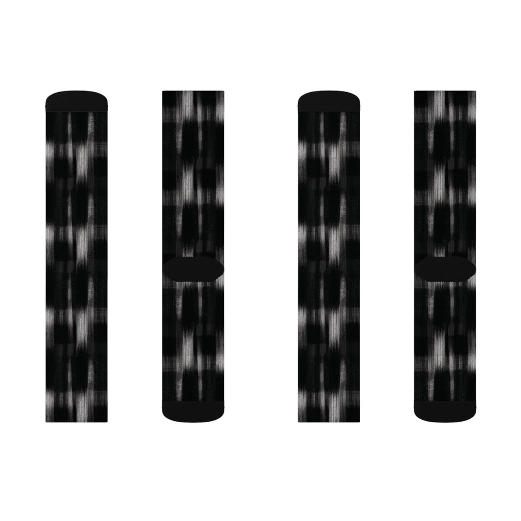 Black Soft Patterned Crew Socks