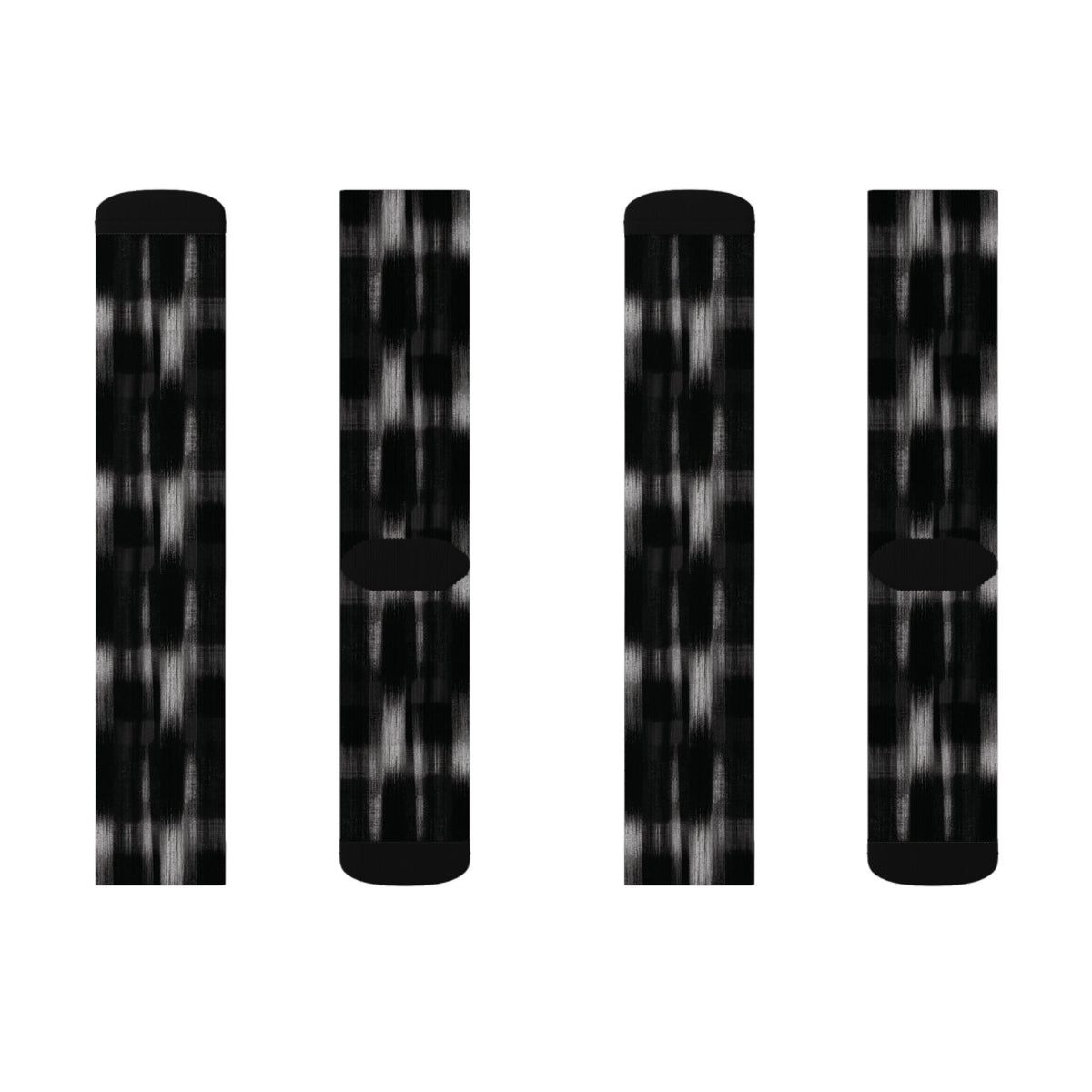 Black Soft Patterned Crew Socks