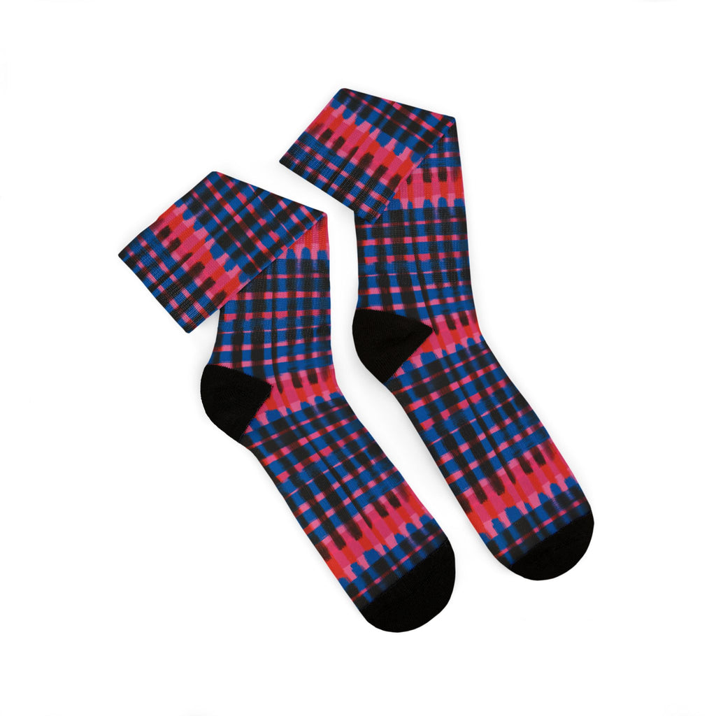 Red & Blue Patterned Crew Socks