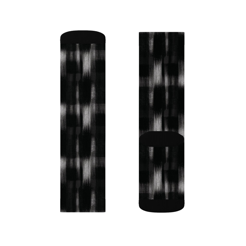 Black Soft Patterned Crew Socks
