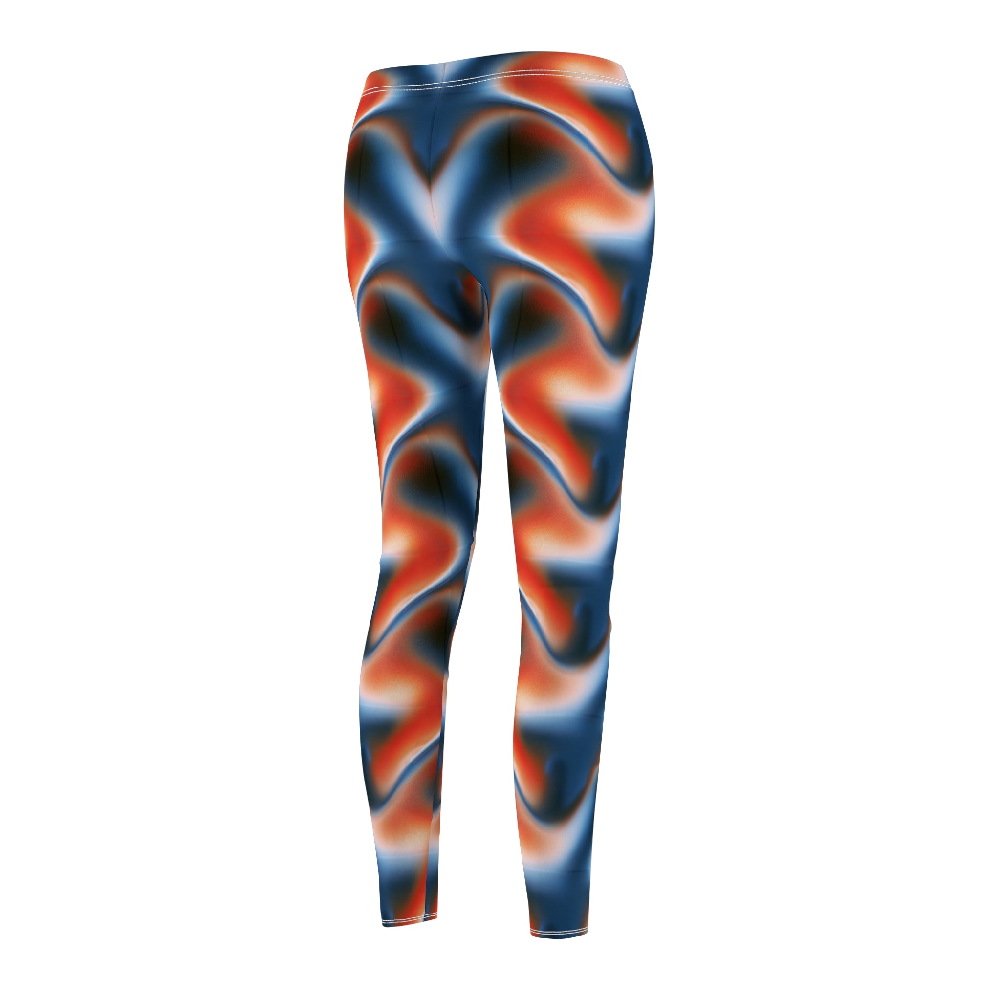 Abstract Flame Wave Leggings — Women's All-Over-Print Casual Leggings