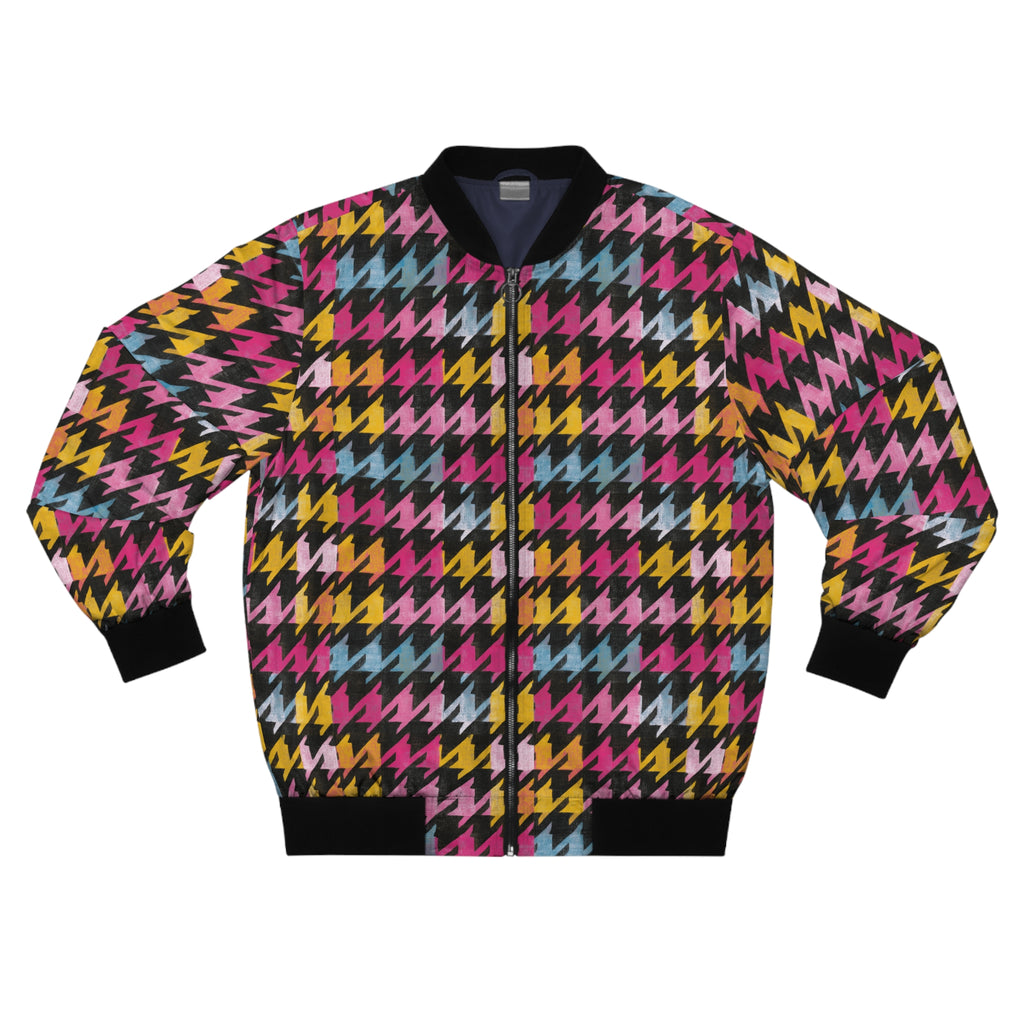 Colorful Houndstooth Bomber Jacket