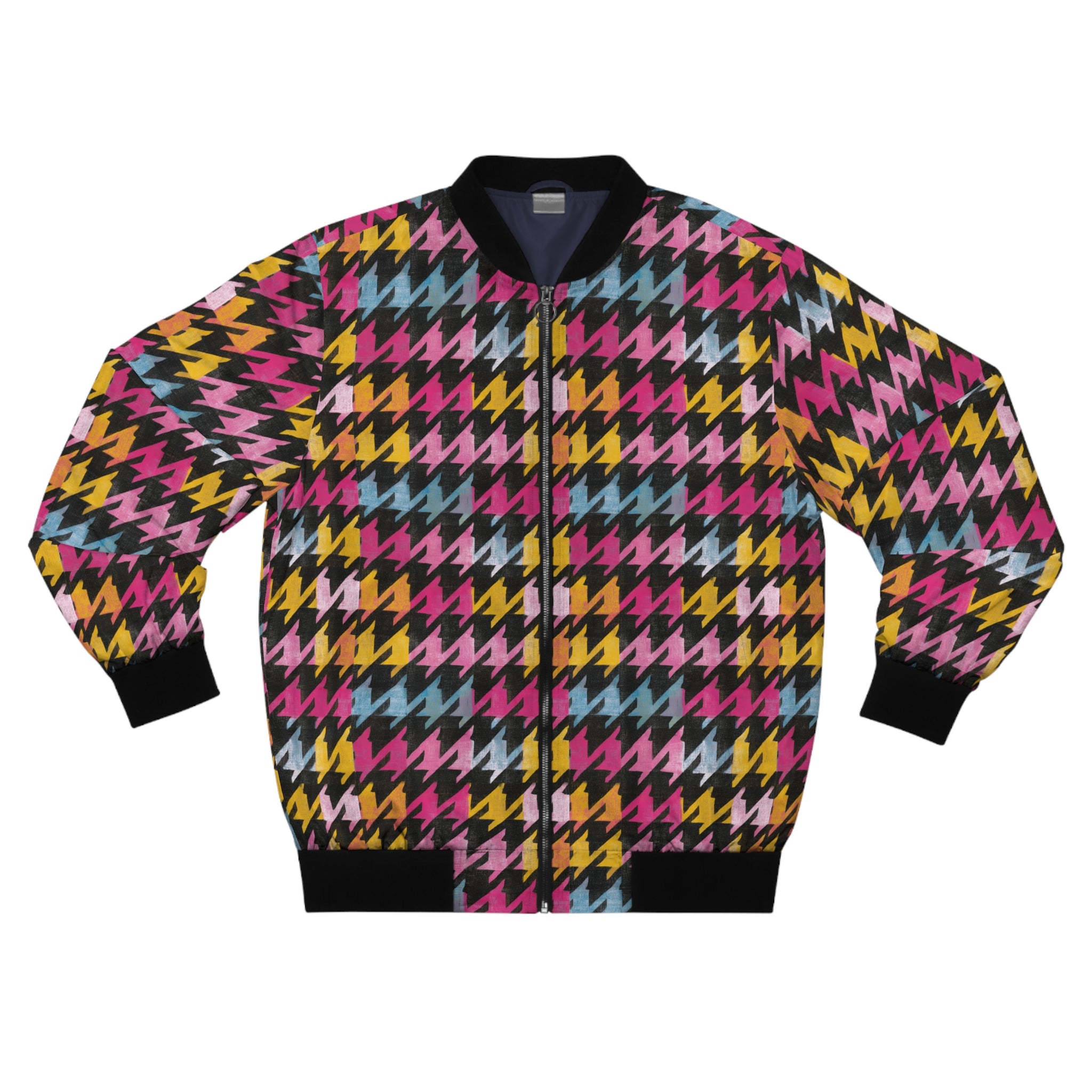 Colorful Houndstooth Bomber Jacket