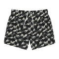 Monochrome Ikat Swim Trunks — Black & Grey All-Over Print