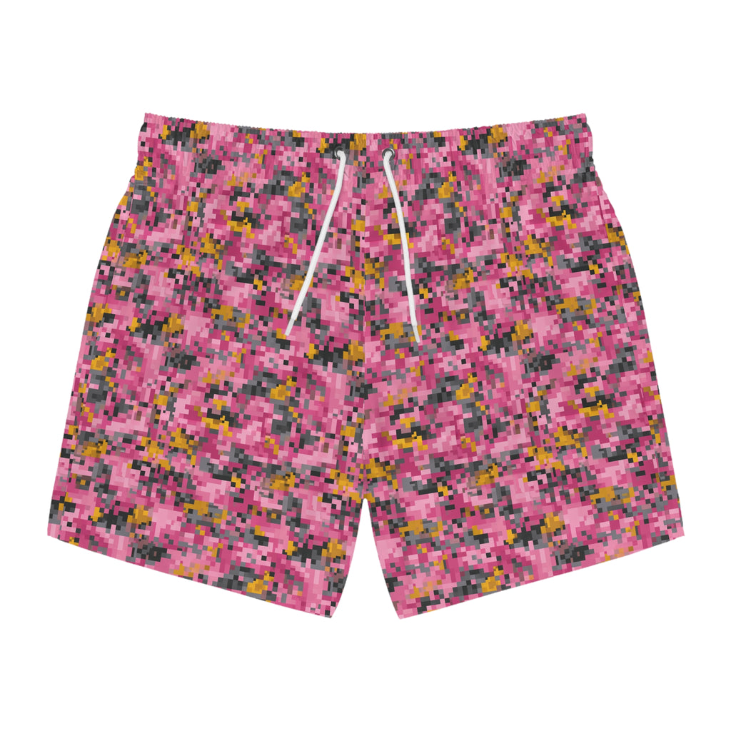 Pink Pixel Camo Swim Trunks