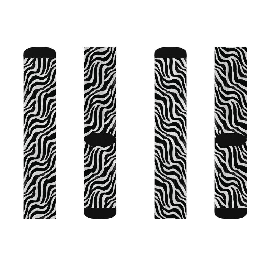 Bold Black & White Animal Pattern Crew Socks