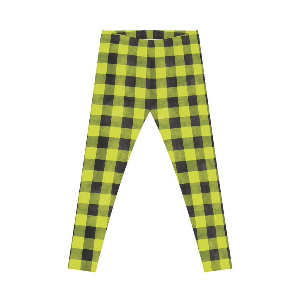 Neon Green Buffalo Plaid Leggings