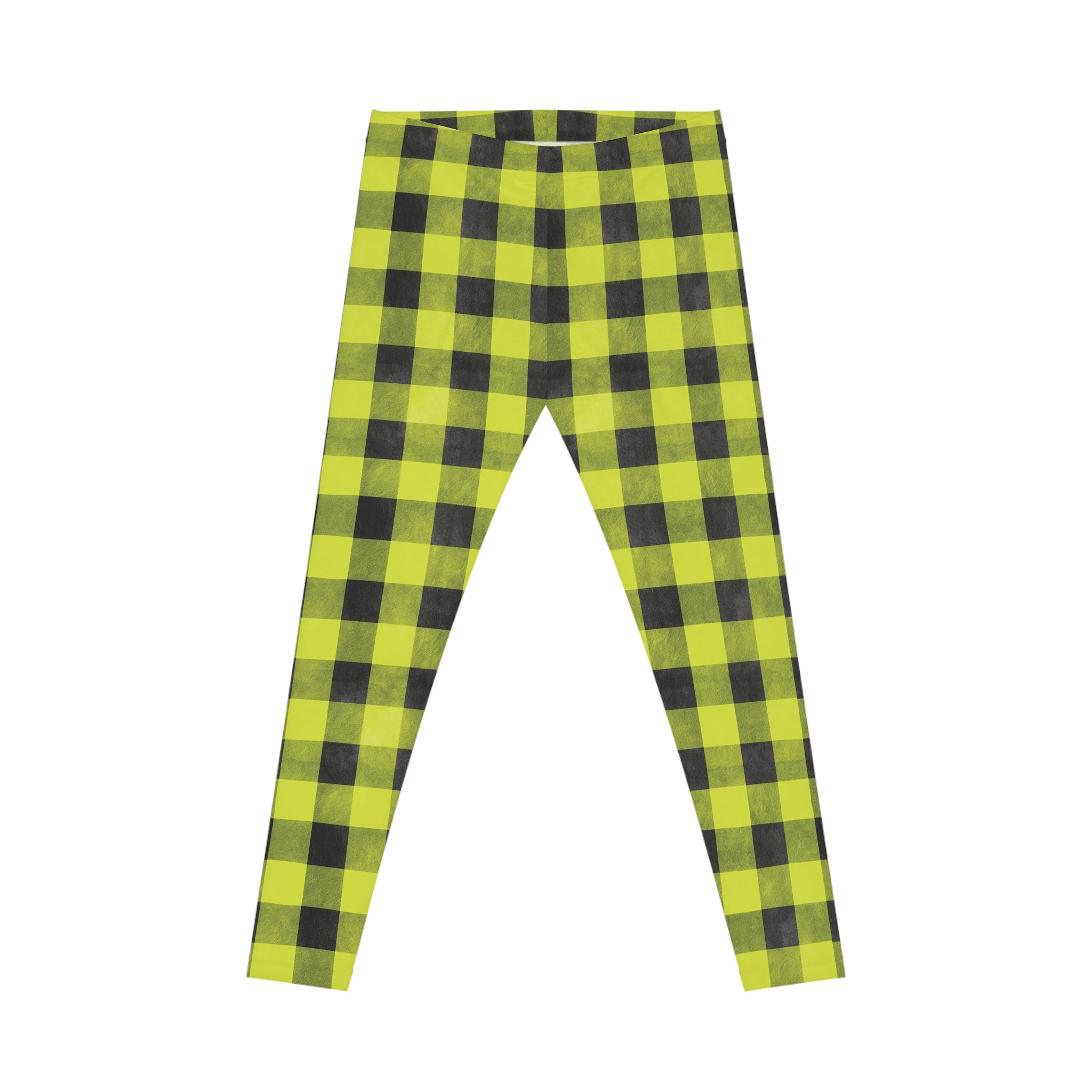 Neon Green Buffalo Plaid Leggings