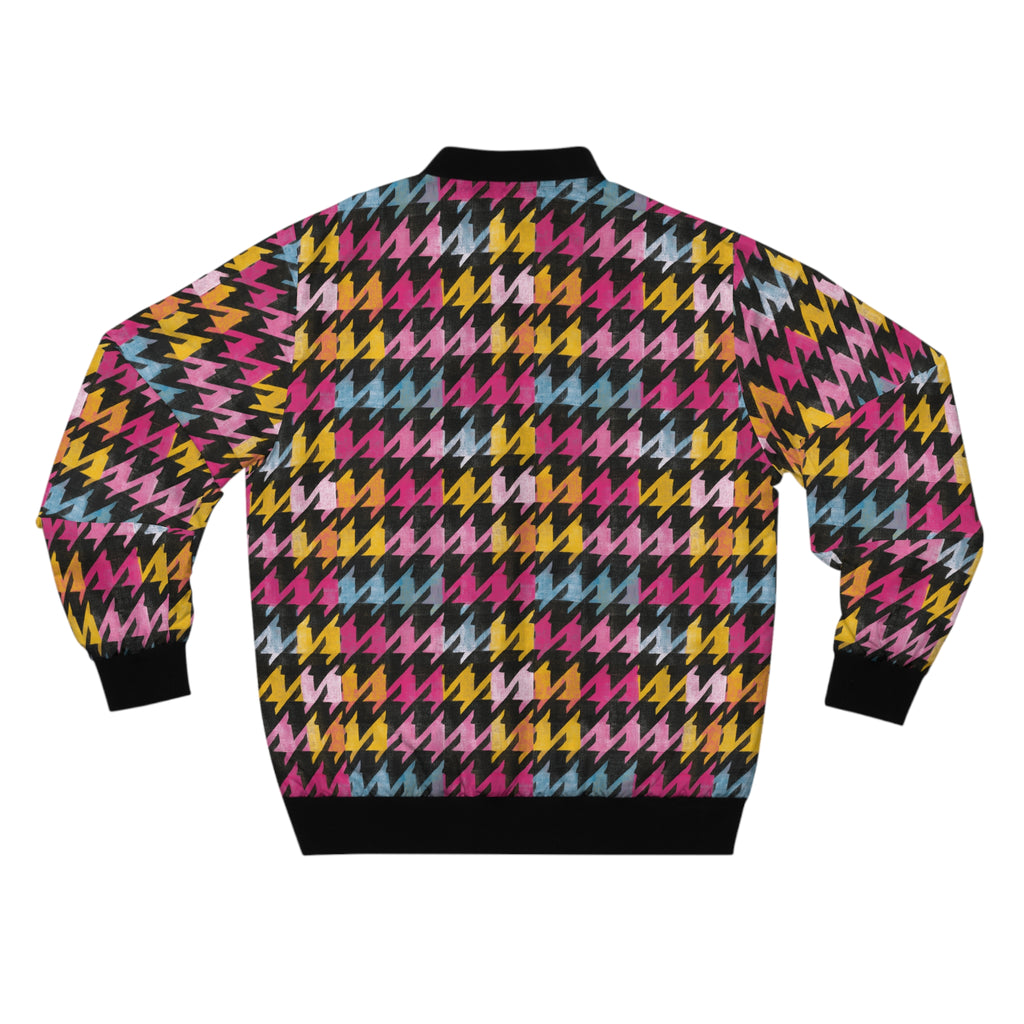 Colorful Houndstooth Bomber Jacket