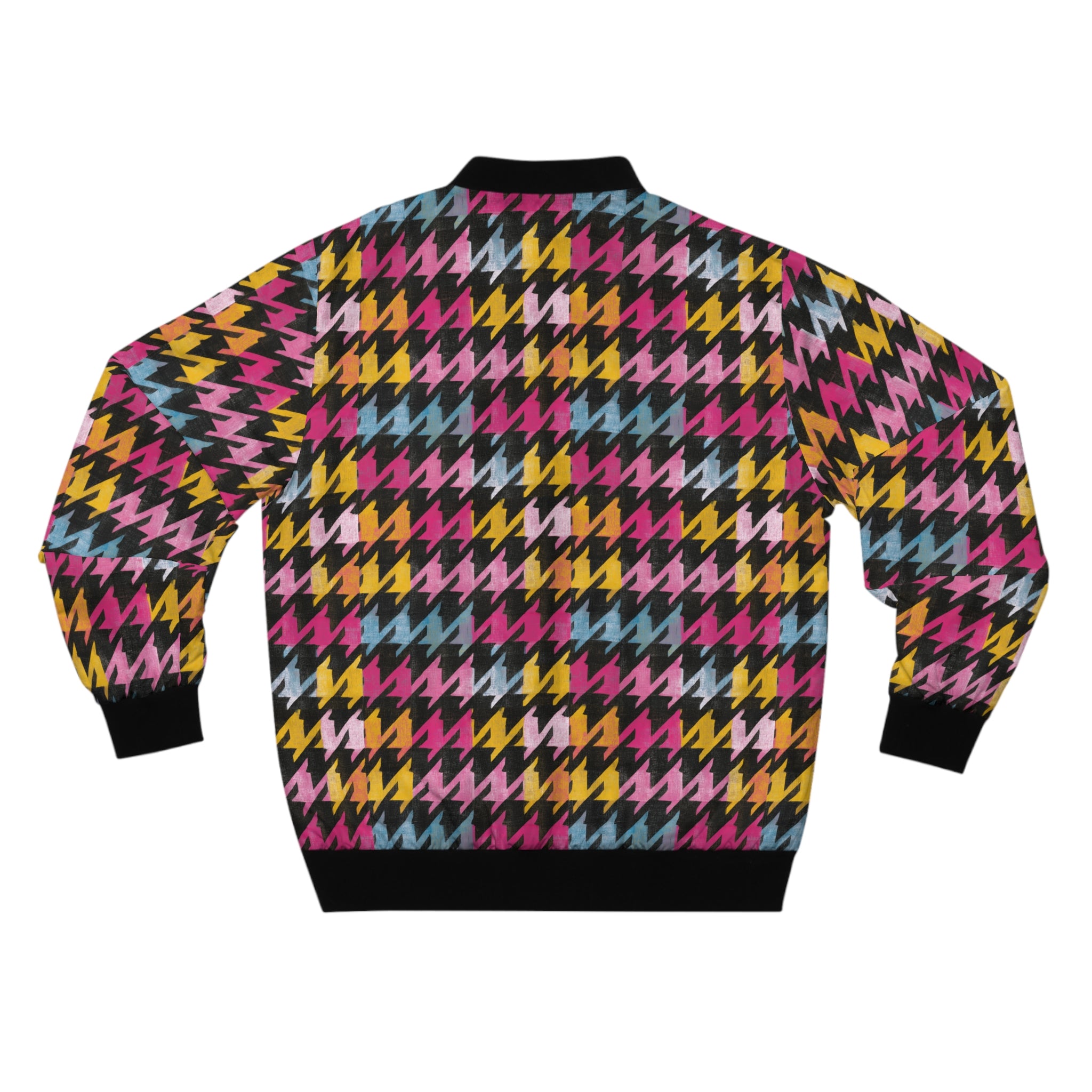 Colorful Houndstooth Bomber Jacket