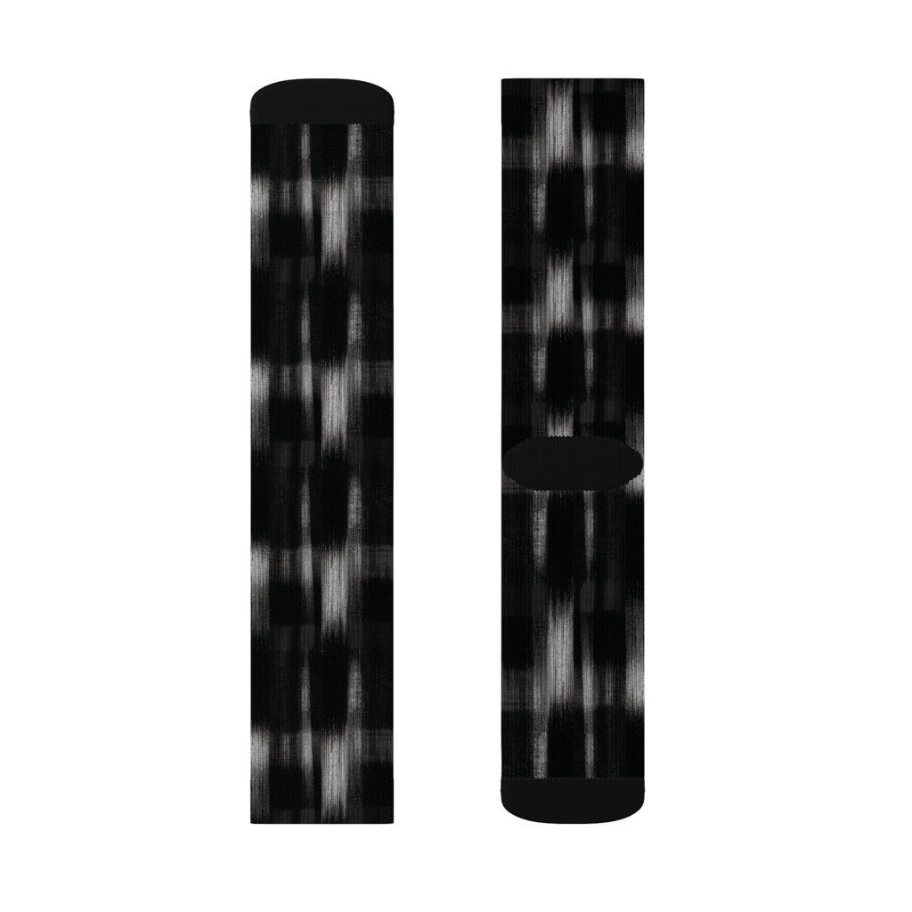 Black Soft Patterned Crew Socks