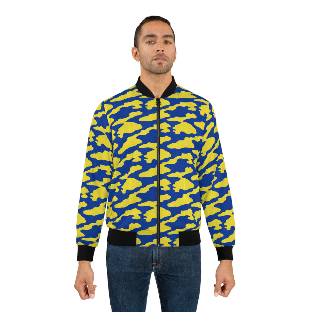 Yellow & Blue Camo Bomber Jacket