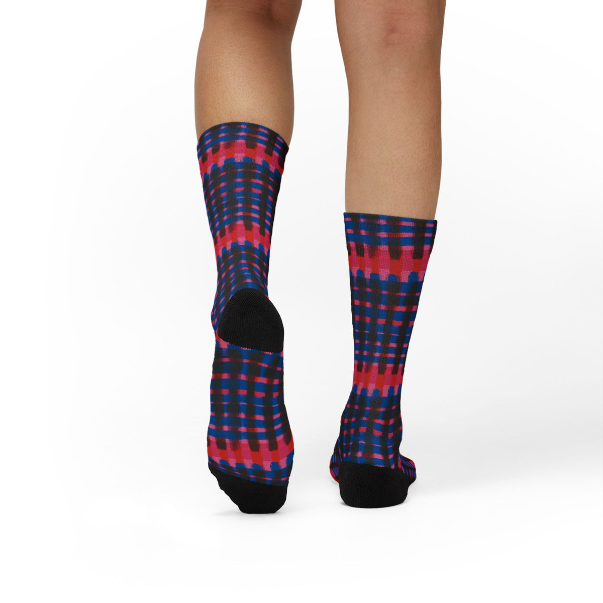 Red & Blue Patterned Crew Socks