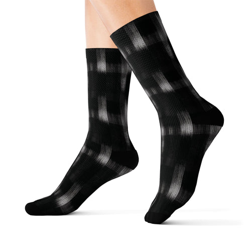 Black Soft Patterned Crew Socks