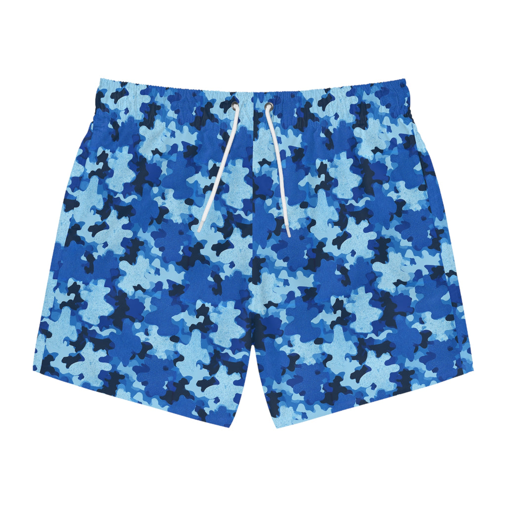 Blue Camo Swim Trunks - All-Over Print Men’s Beach Shorts