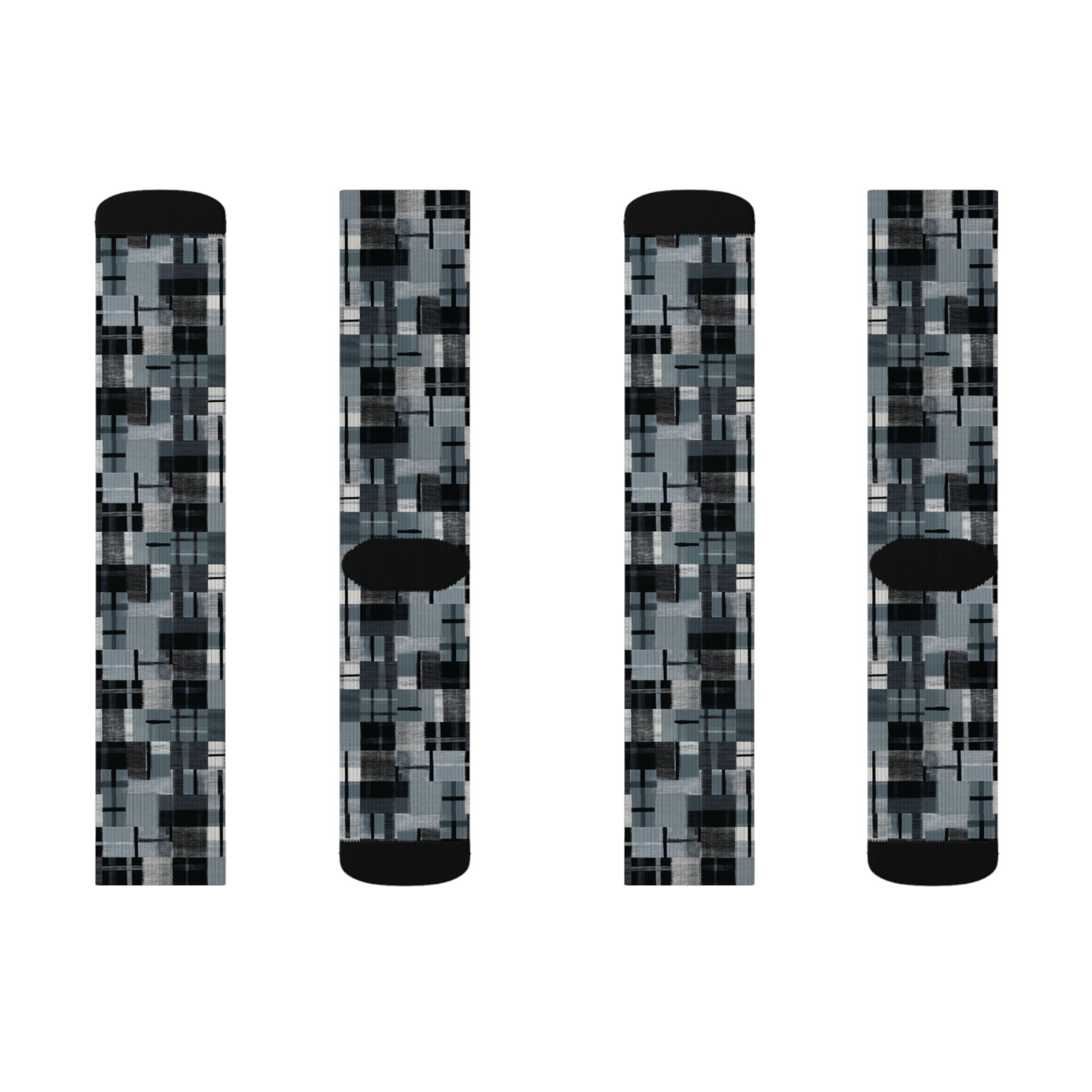 Pixelated Gray Plaid Socks