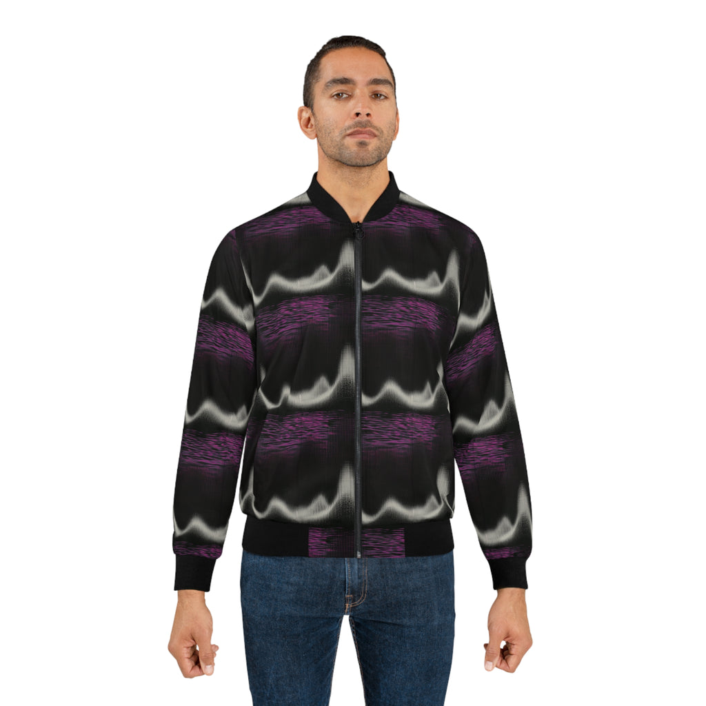 Purple Wave Pattern Bomber Jacket