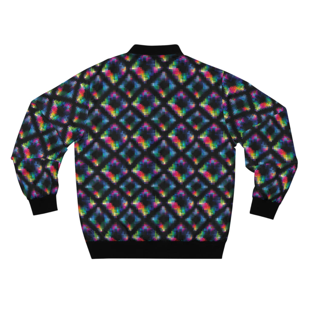 Geometric Neon Tie-Dye Bomber Jacket