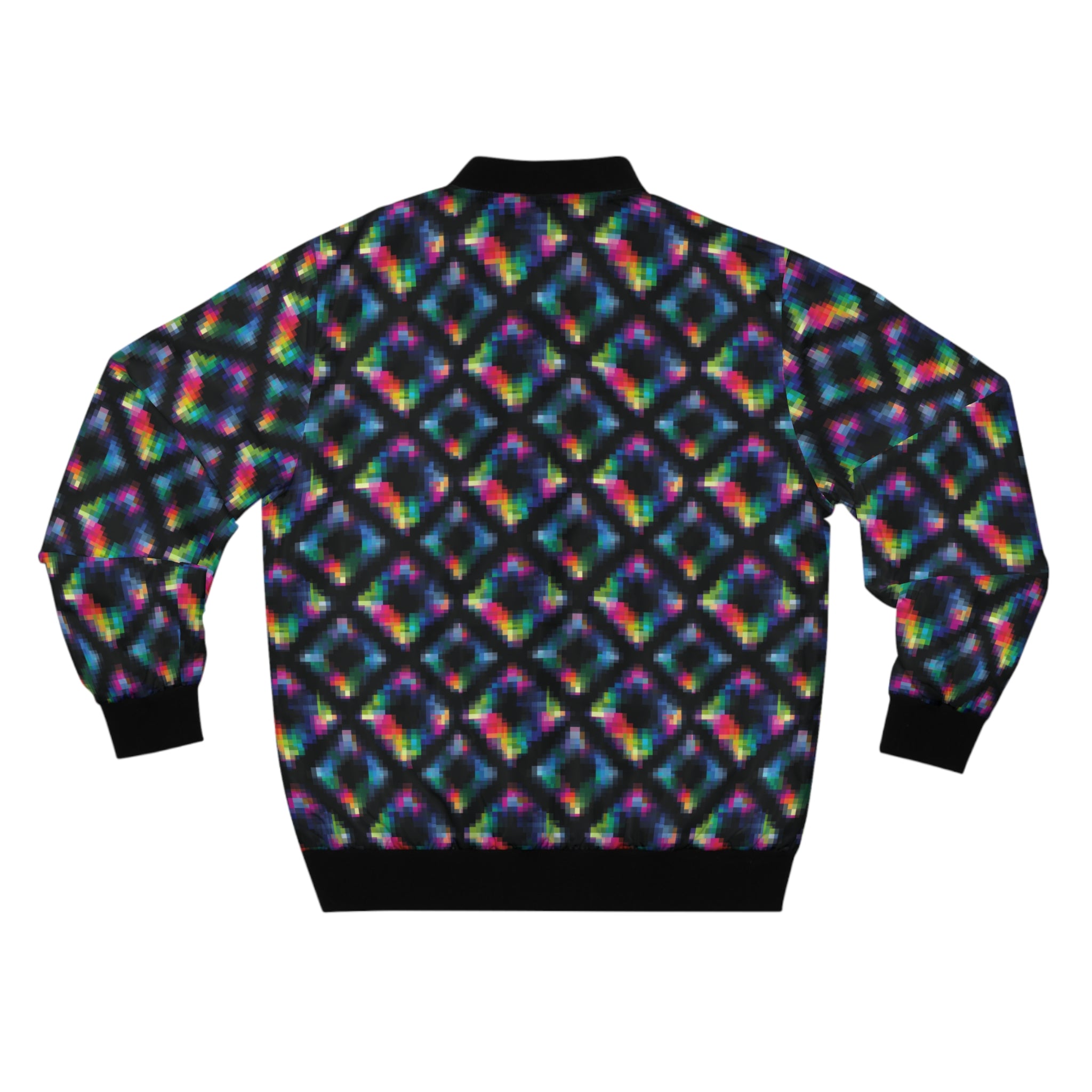 Geometric Neon Tie-Dye Bomber Jacket