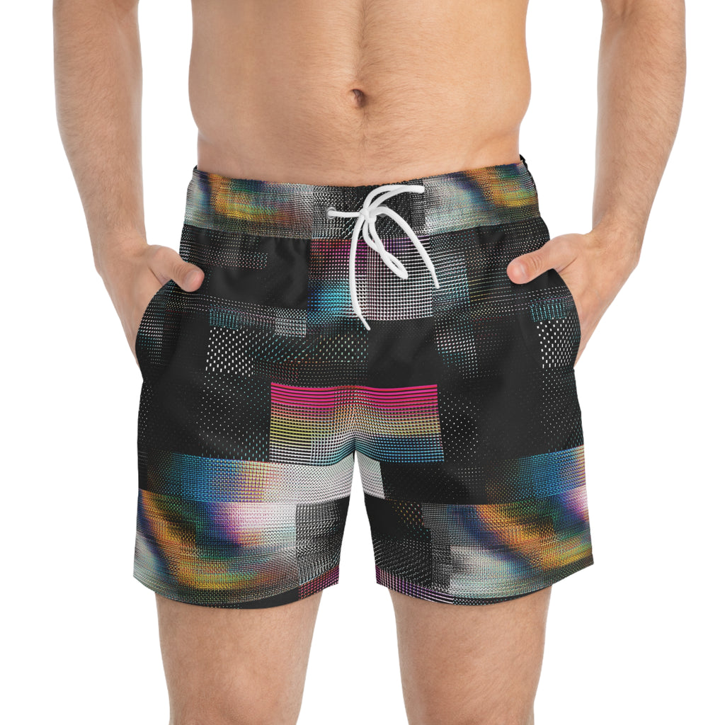 Glitch Grid Swim Trunks