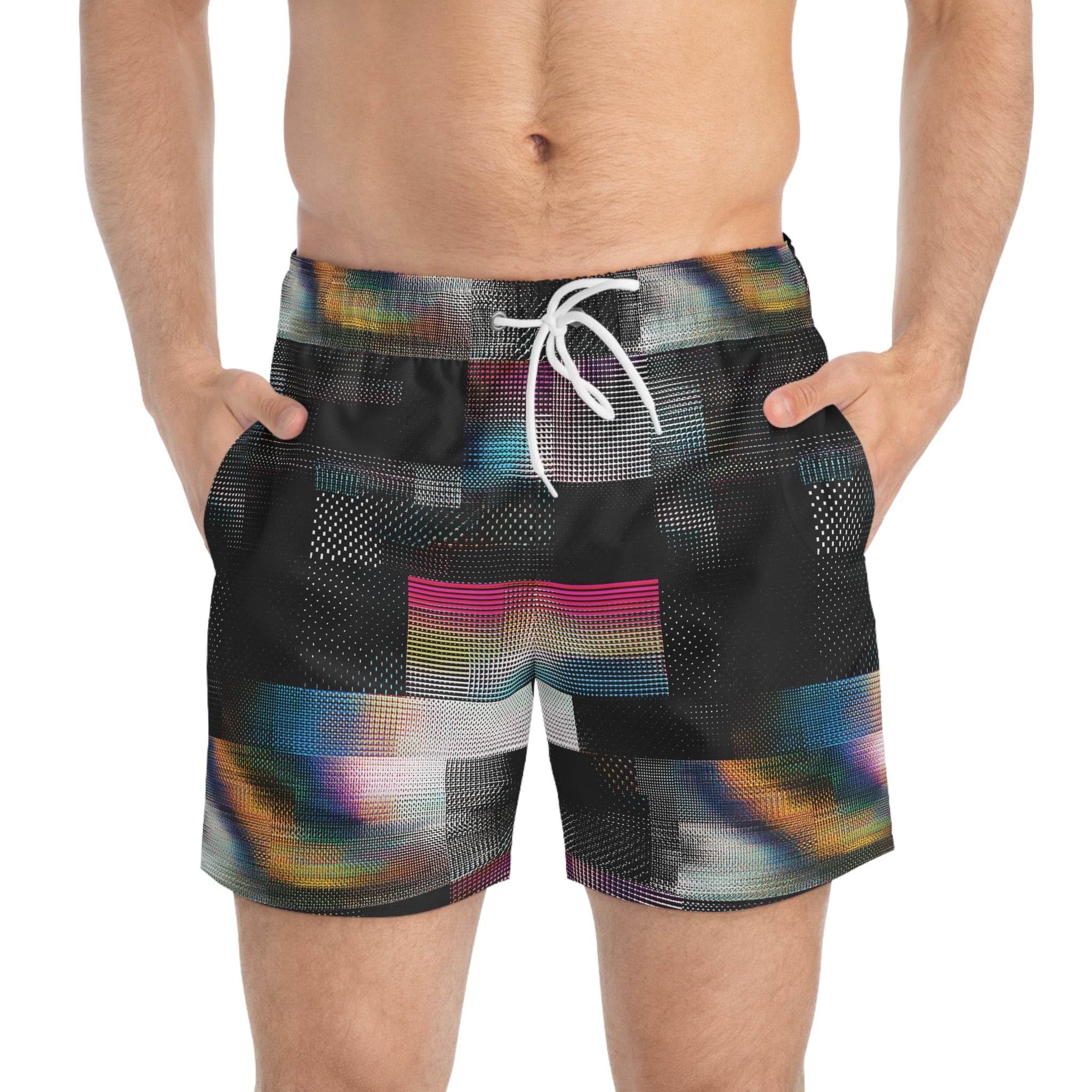 Glitch Grid Swim Trunks