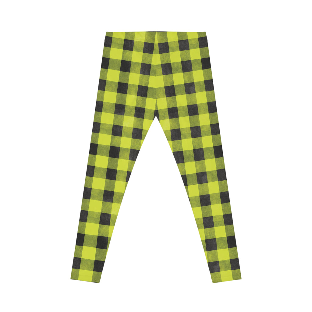 Neon Green Buffalo Plaid Leggings