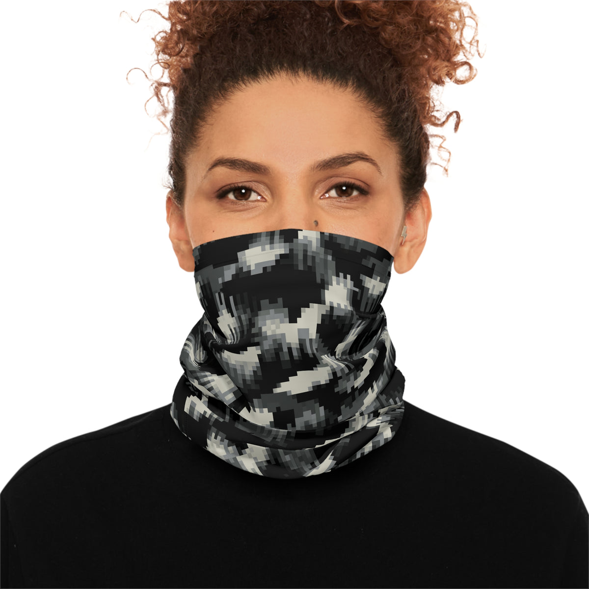 Midweight Black & Gray Camouflage Face Scarf