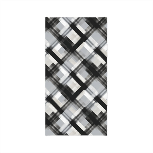 Black & Gray Plaid Lightweight Neck Gaiter — Breathable Stylish Face Mask Scarf