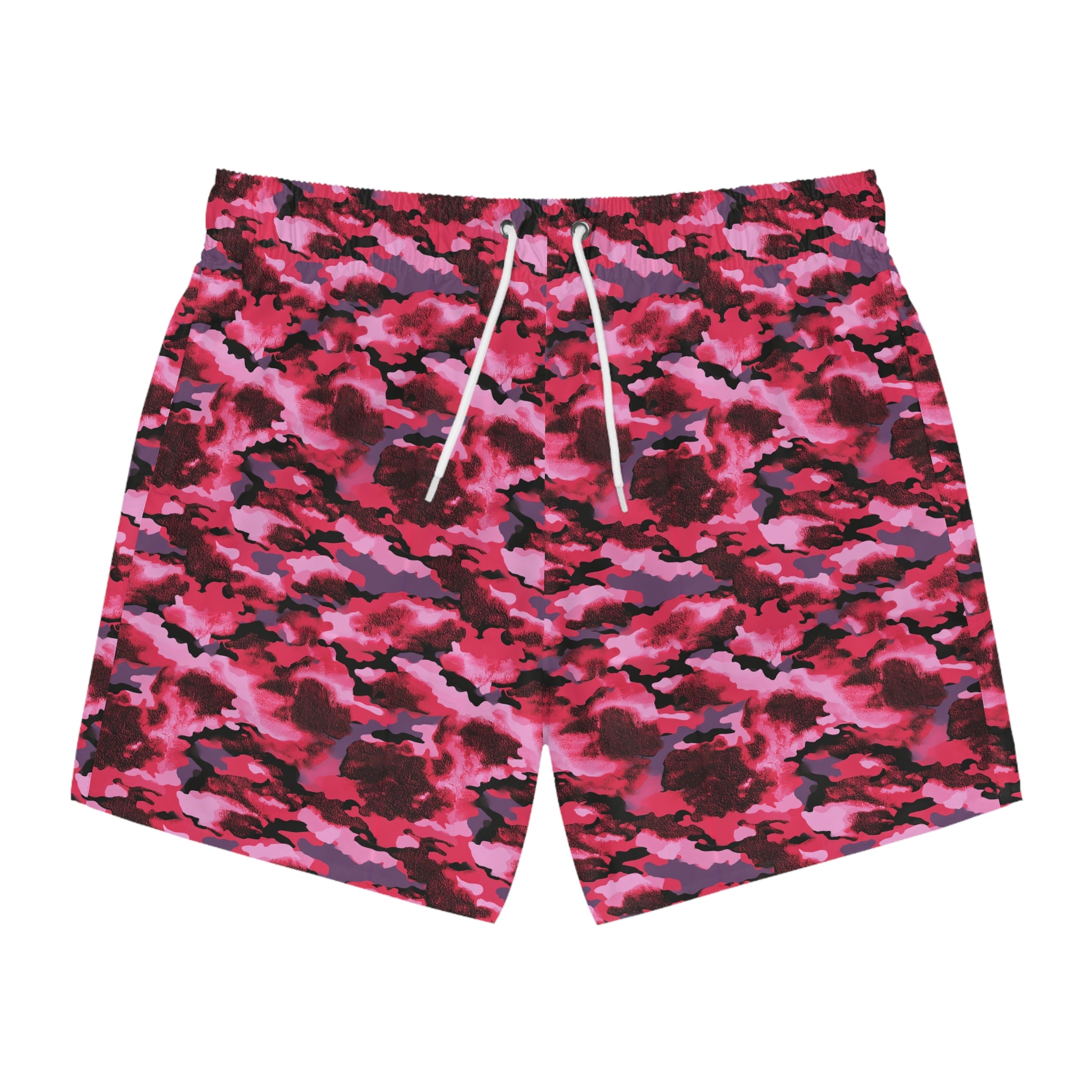 Pink Camo Swim Trunks — All-Over Print Beach Shorts