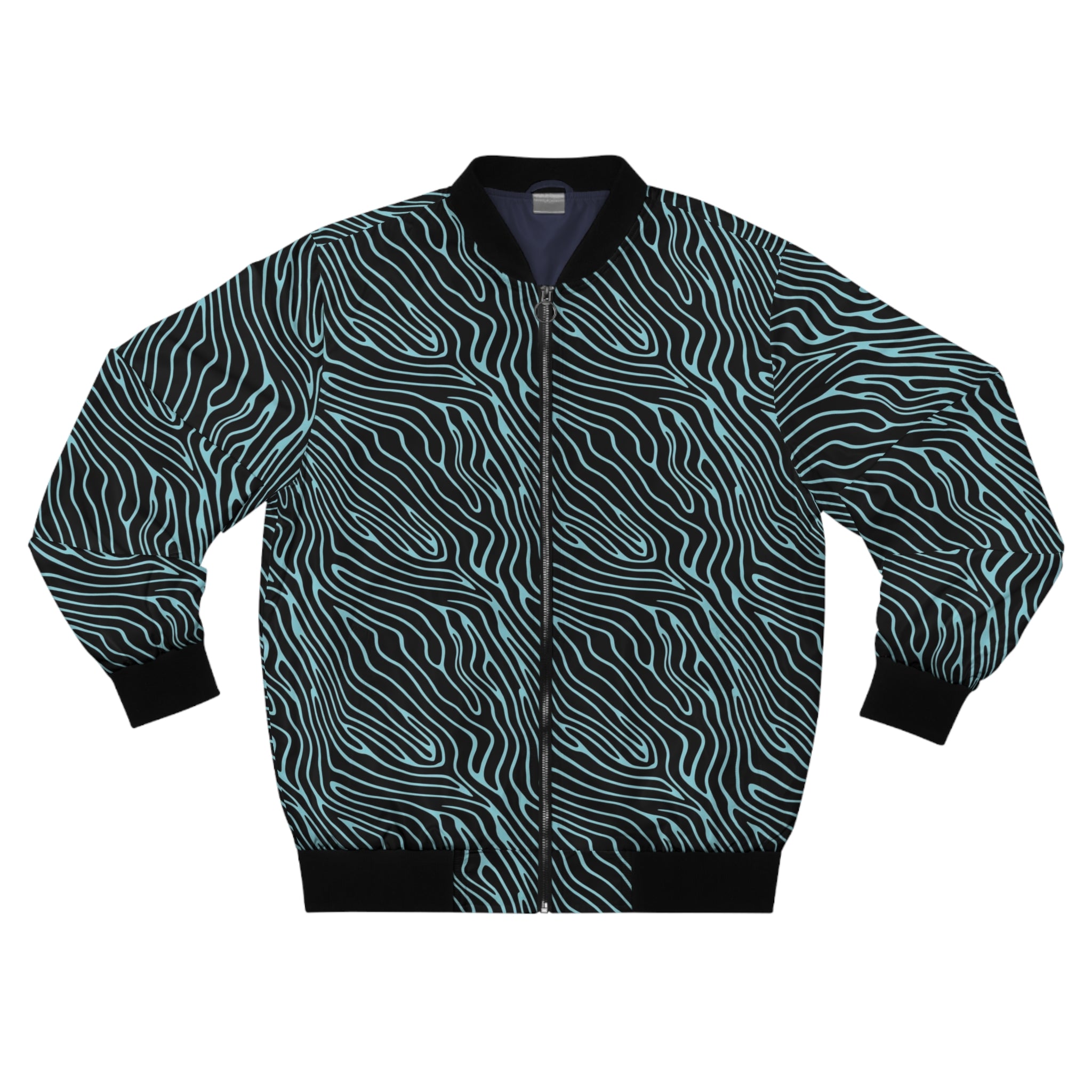 Teal Zebrawave Bomber Jacket
