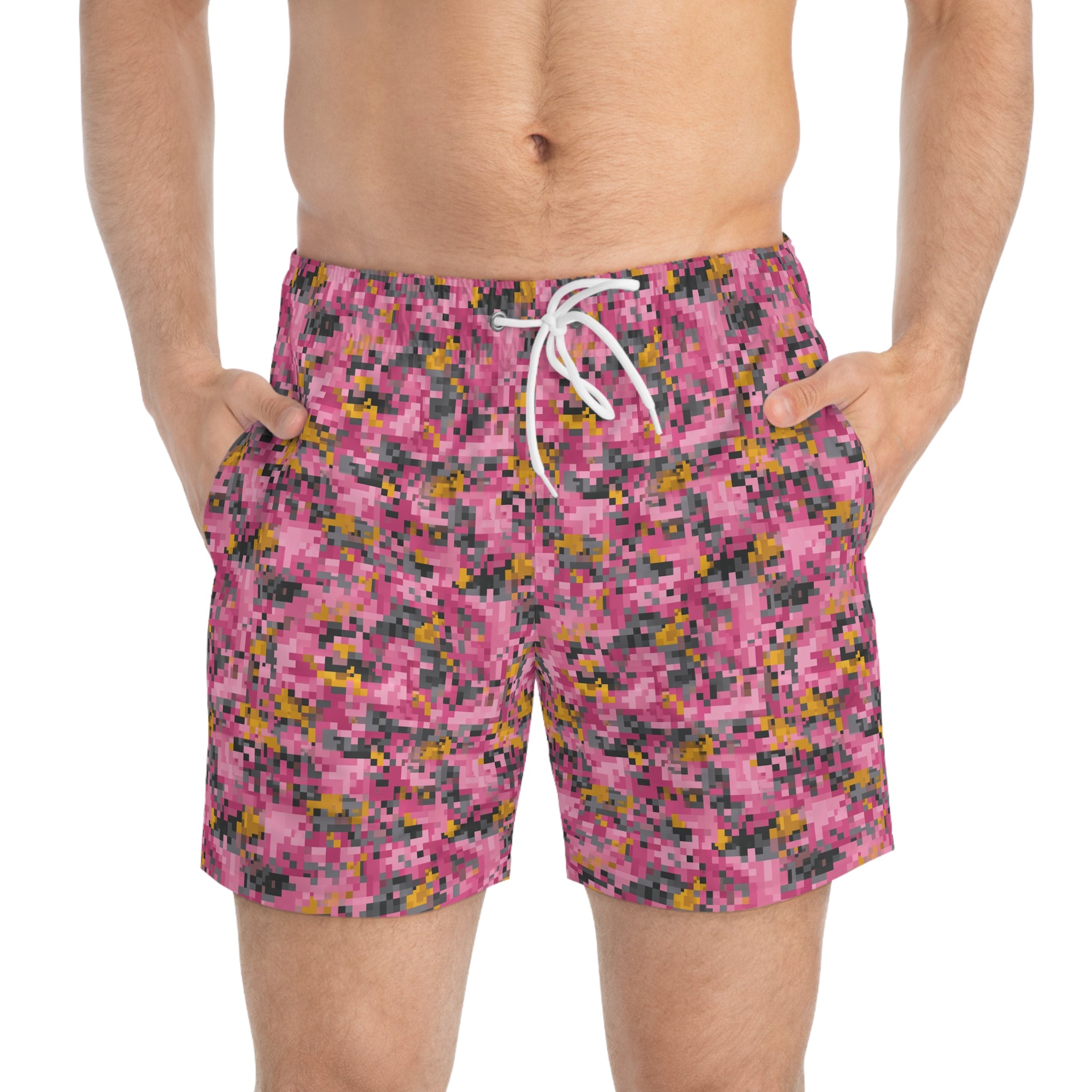 Pink Pixel Camo Swim Trunks