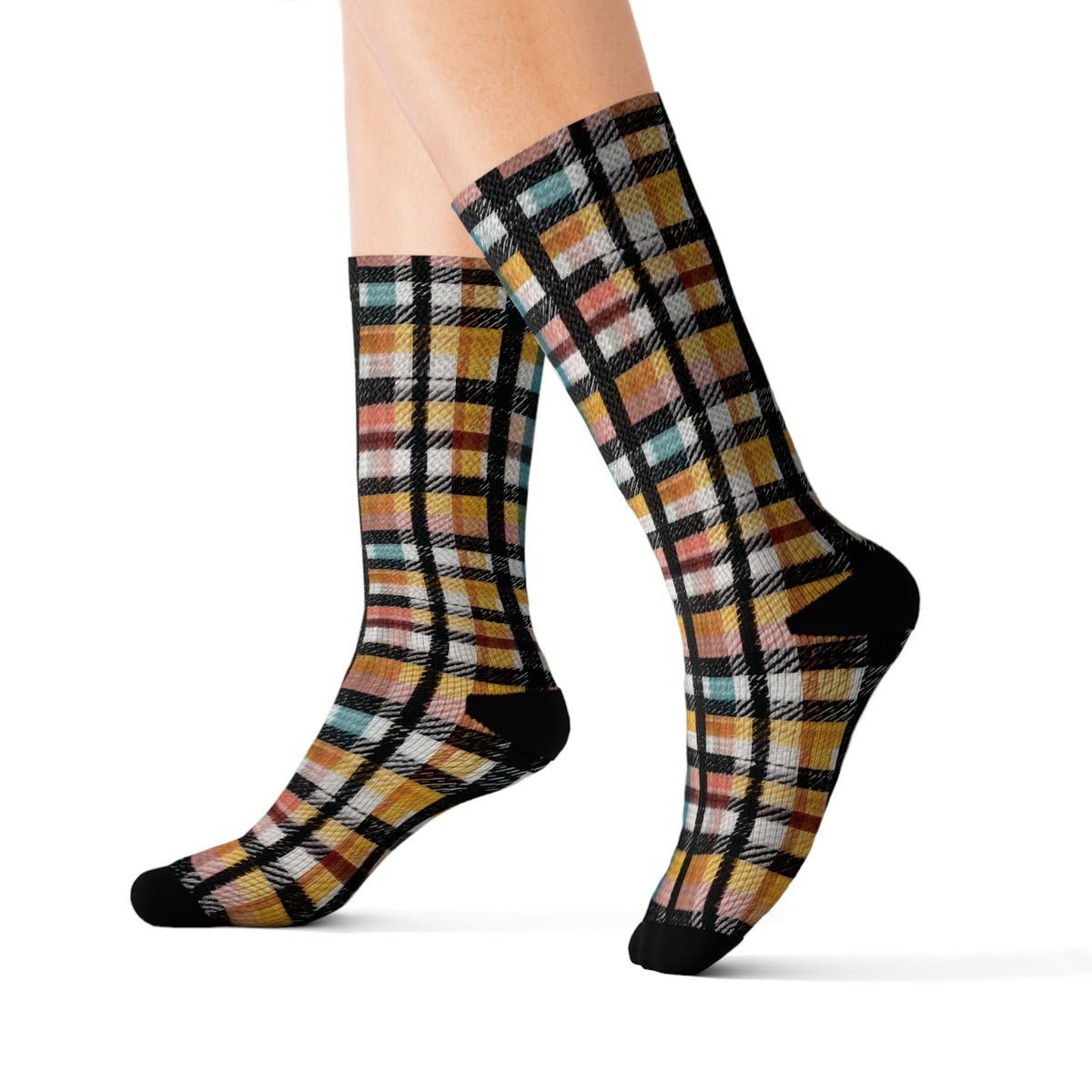 Plaid Pattern Crew Socks