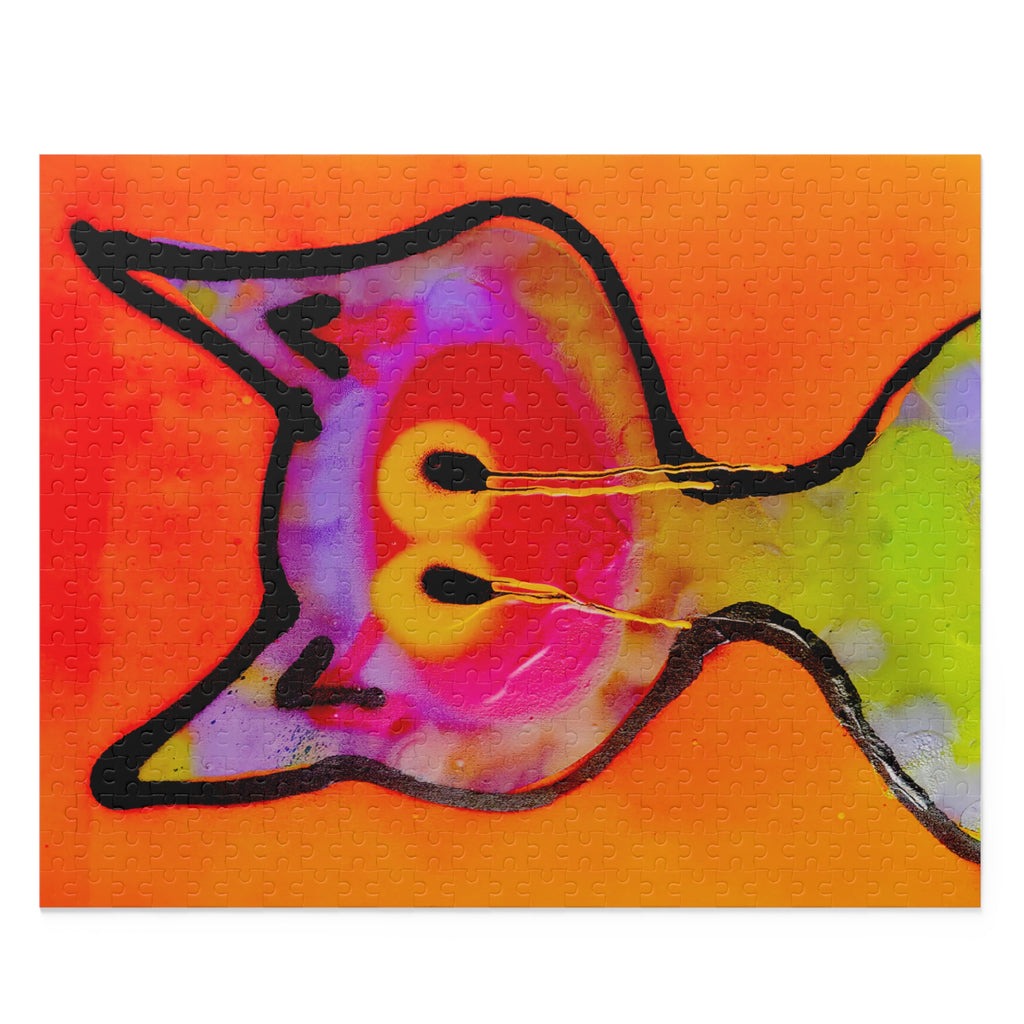 Cat Face Puzzle — Colorful Neon Graffiti Cat Jigsaw (120/252/500-Piece)