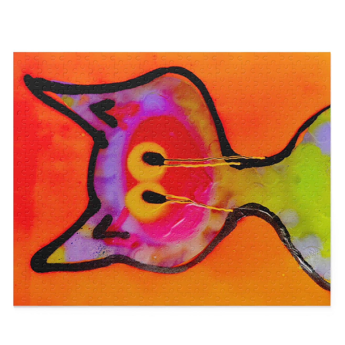 Cat Face Puzzle — Colorful Neon Graffiti Cat Jigsaw (120/252/500-Piece)