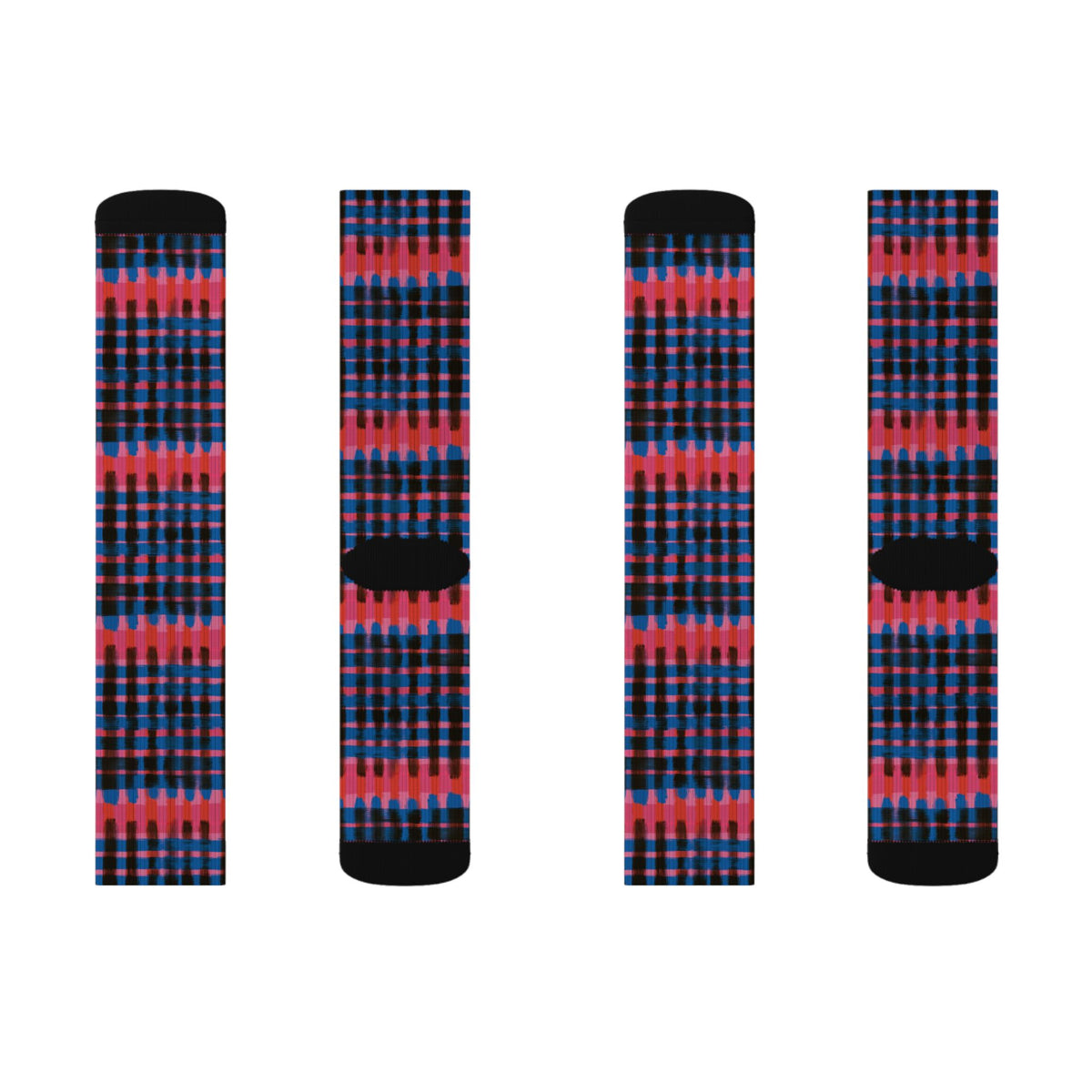 Red & Blue Patterned Crew Socks
