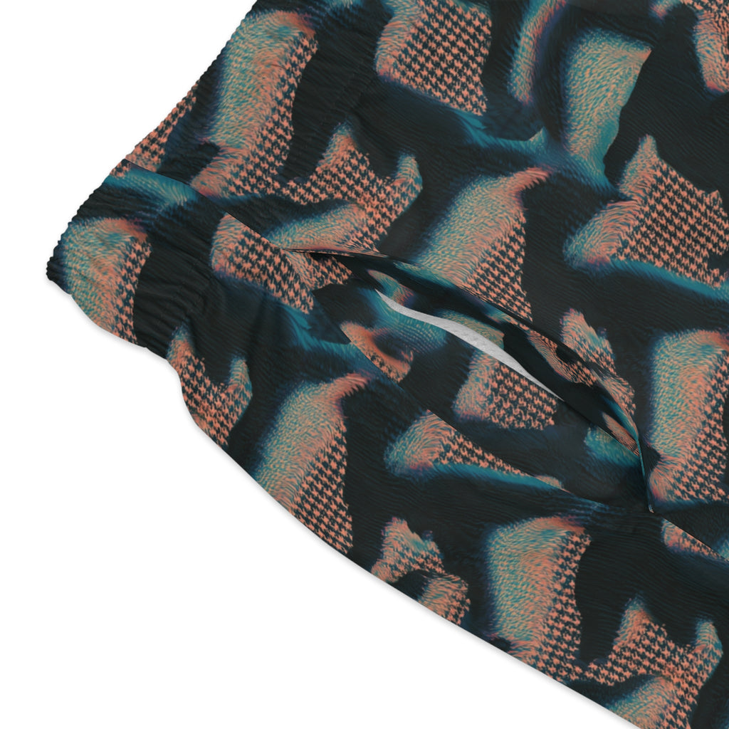 Retro Teal & Coral  Swim Trunks