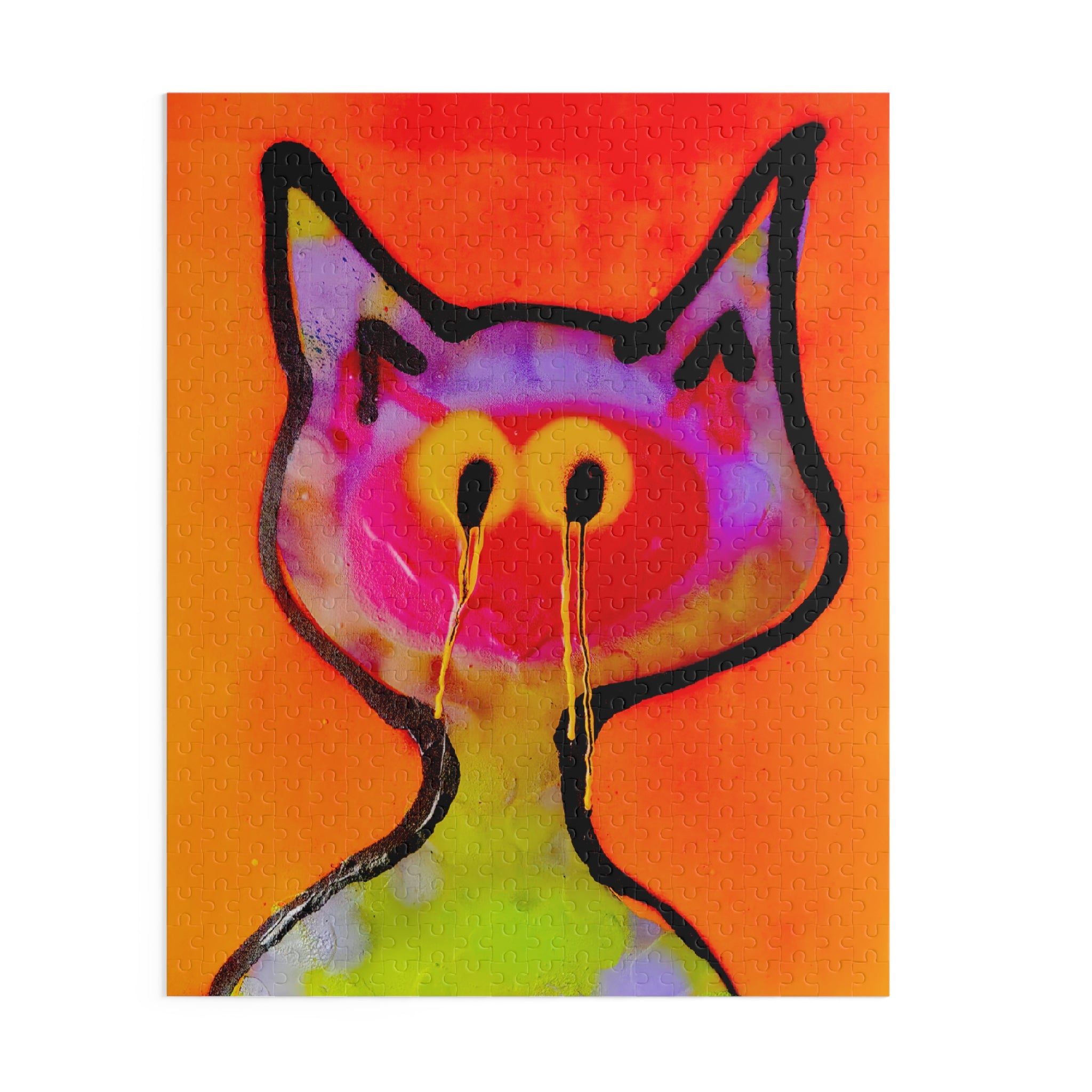 Cat Face Puzzle — Colorful Neon Graffiti Cat Jigsaw (120/252/500-Piece)