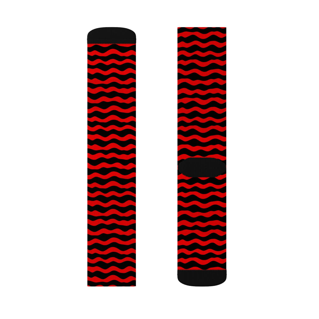 Red Wave Pattern Socks
