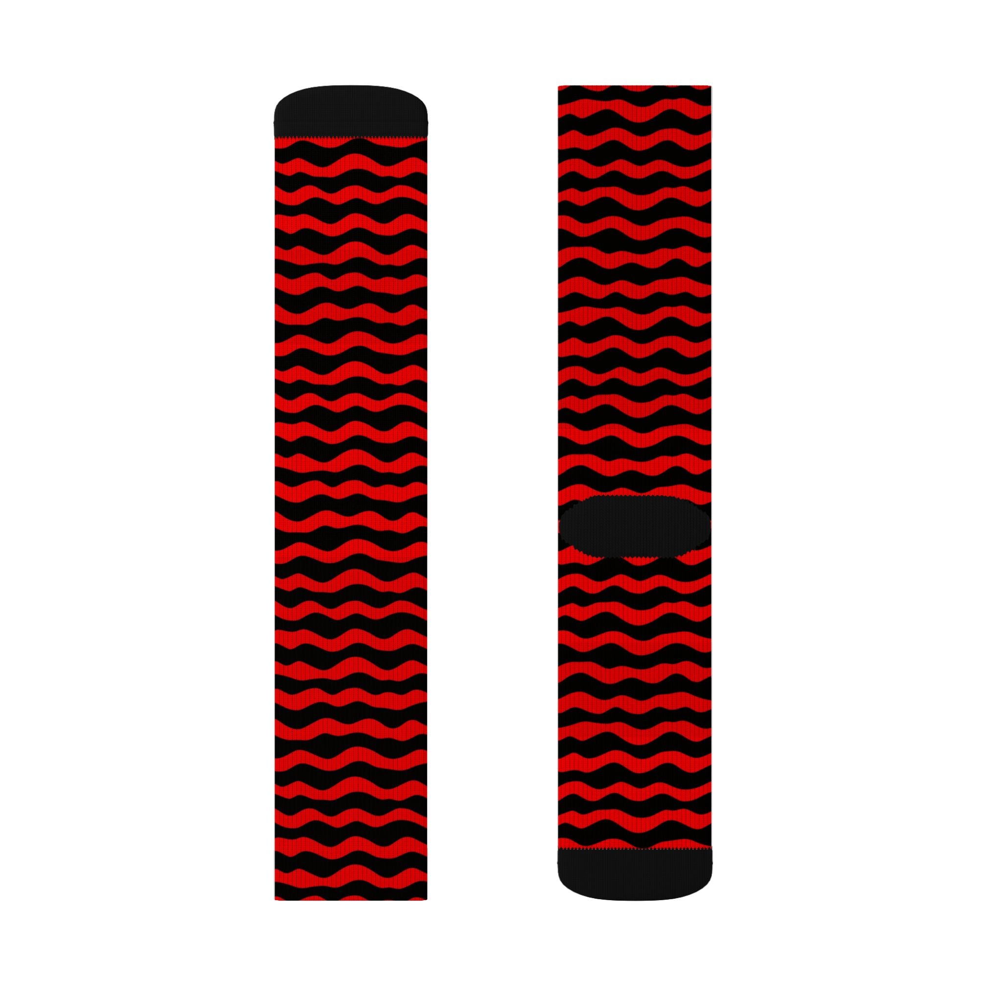 Red Wave Pattern Socks