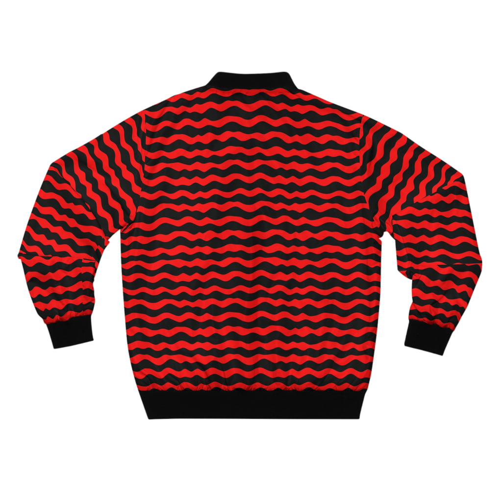 Red Black Wavy Stripe Bomber Jacket