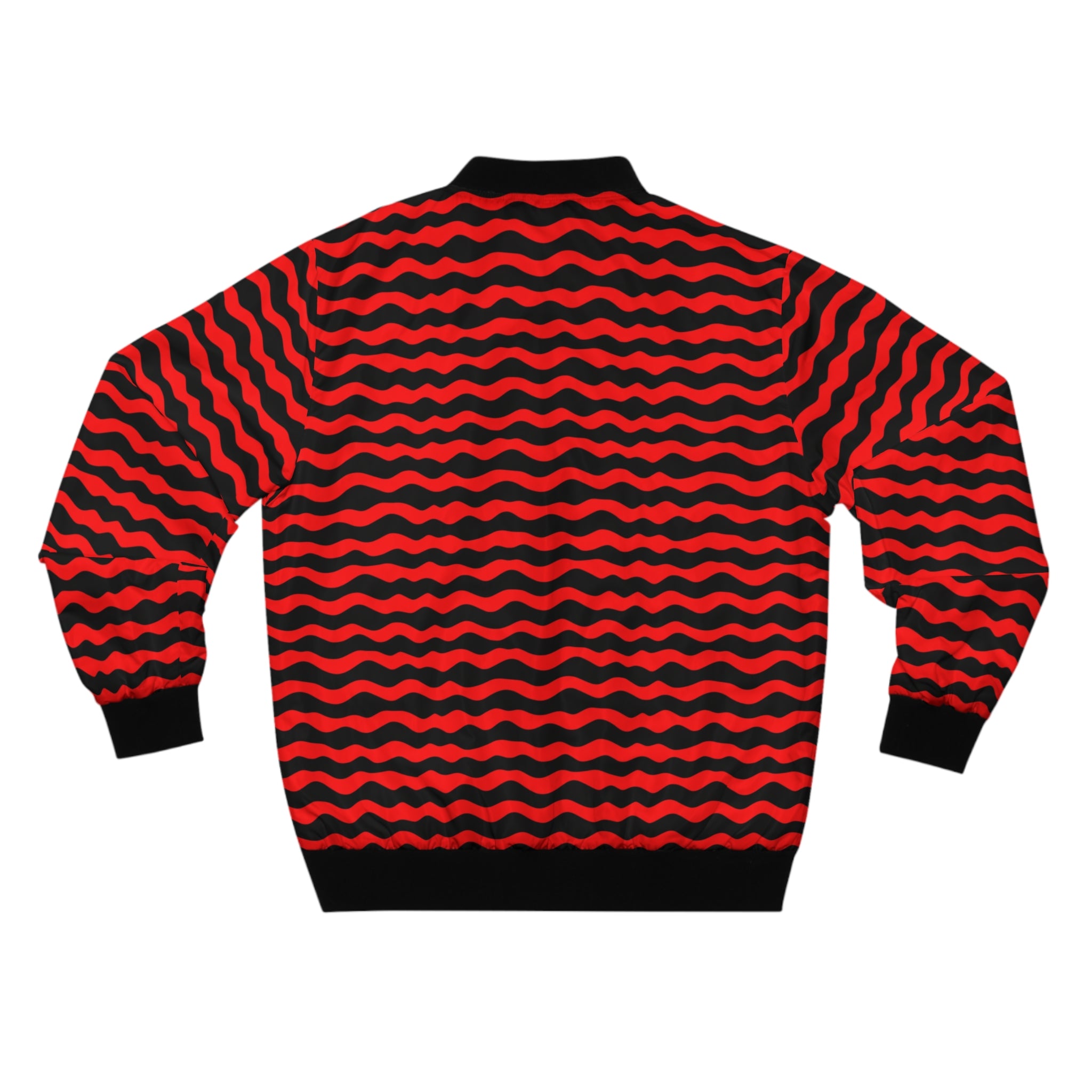 Red Black Wavy Stripe Bomber Jacket