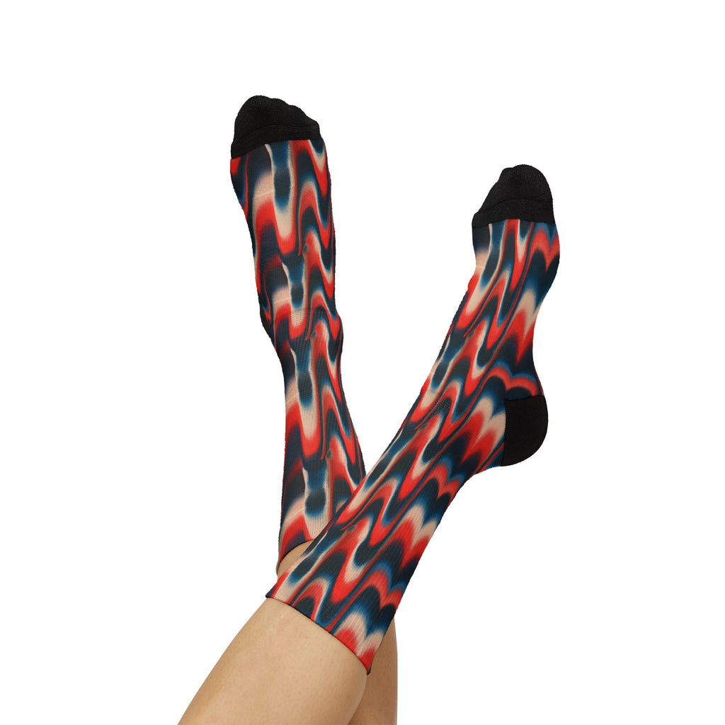 Wavy Red & Navy  Socks