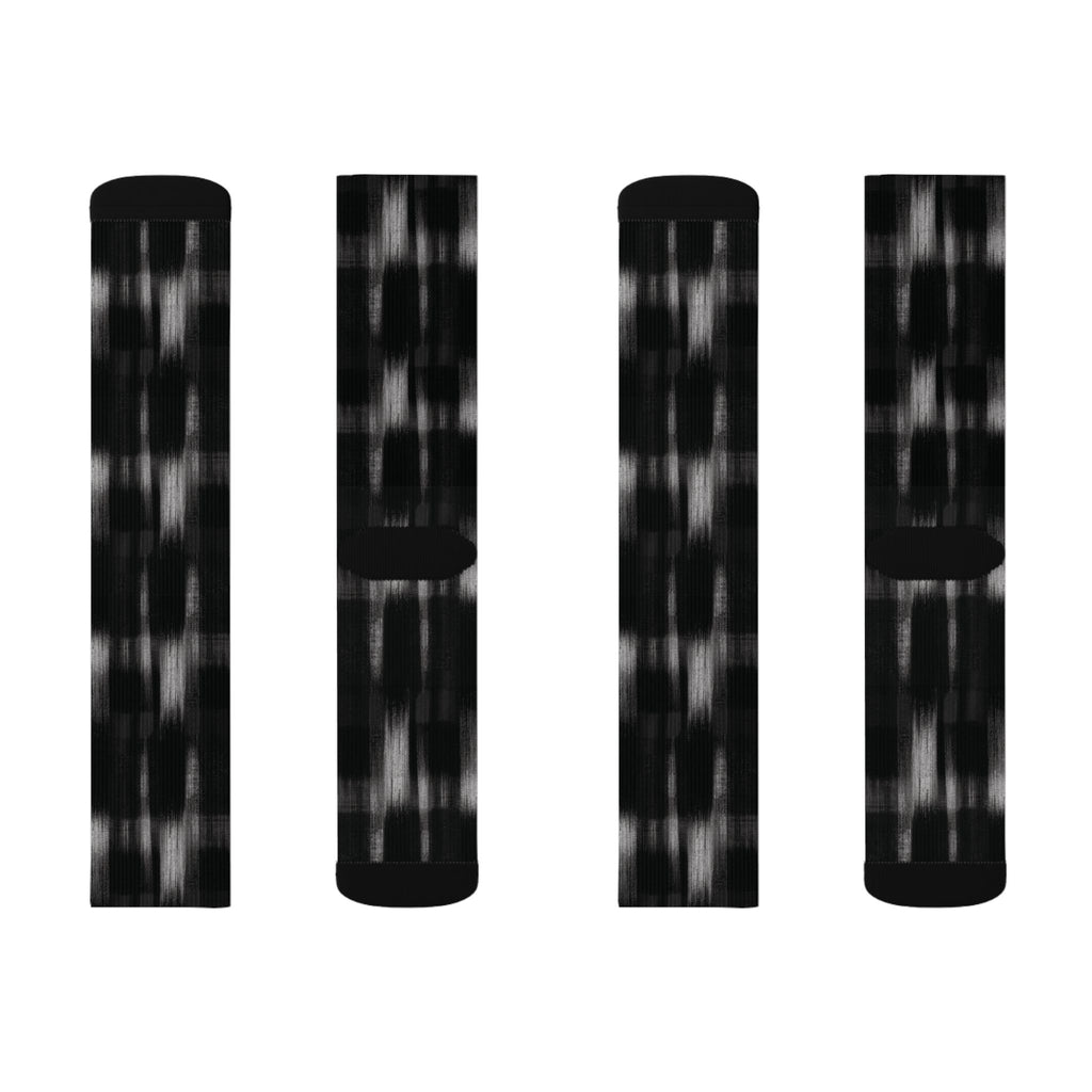 Black Soft Patterned Crew Socks