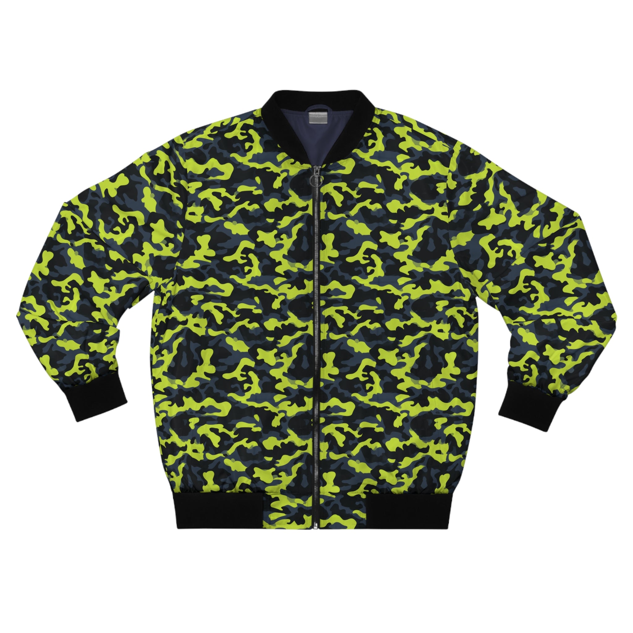 Neon Camo Bomber Jacket — Men's High-Visibility Urban Streetwear