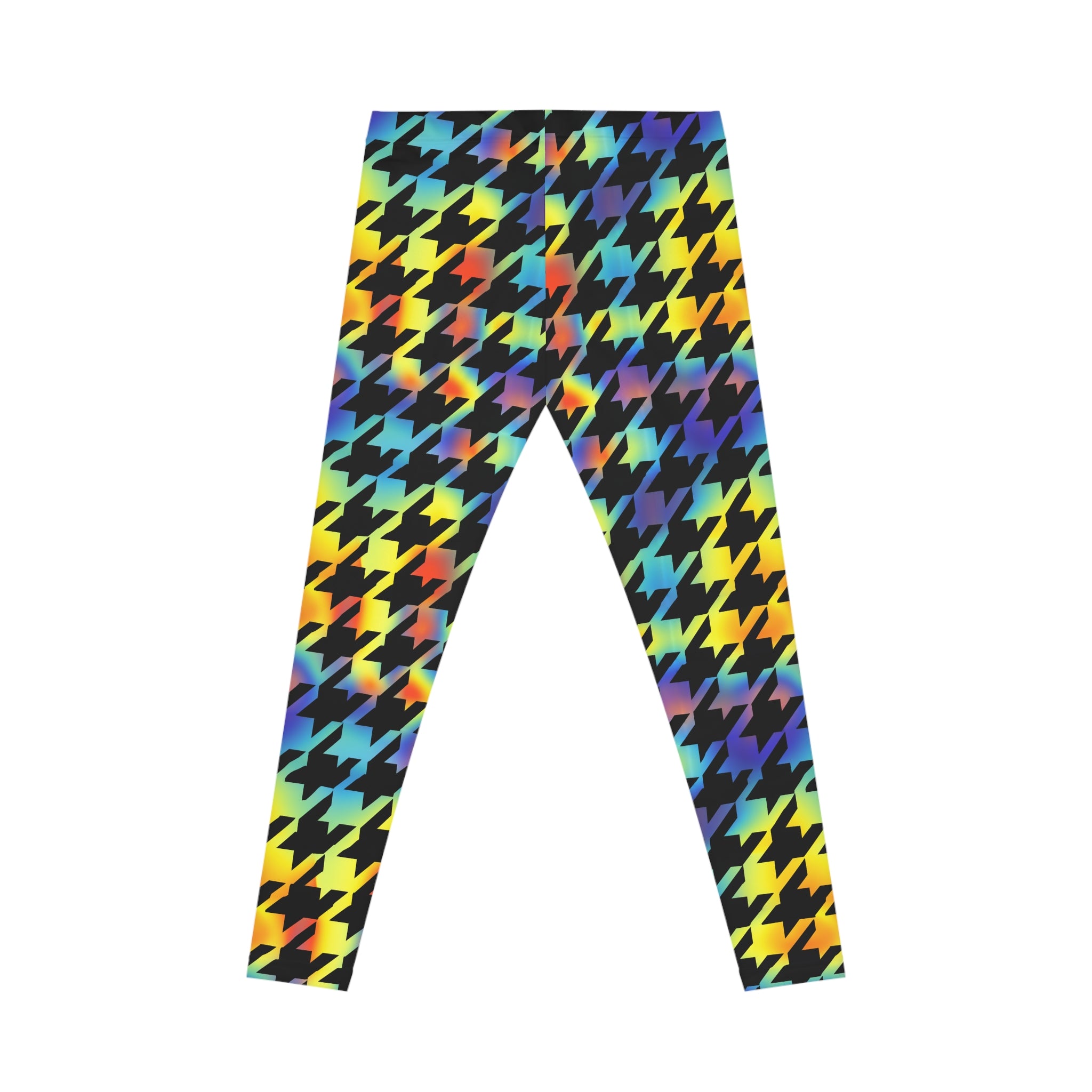 Rainbow Houndstooth Leggings — Colorful Patterned Women's Leggings
