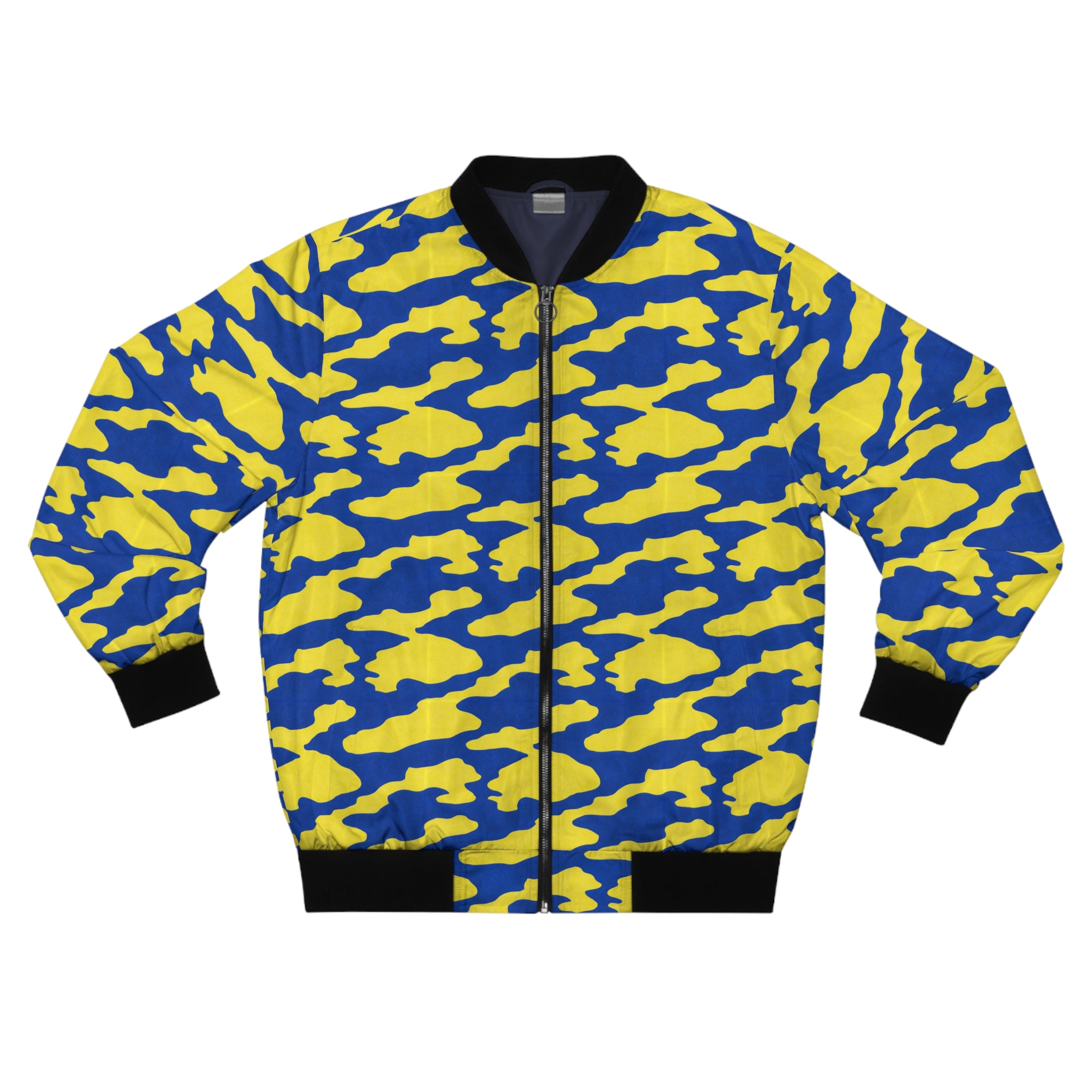 Yellow & Blue Camo Bomber Jacket