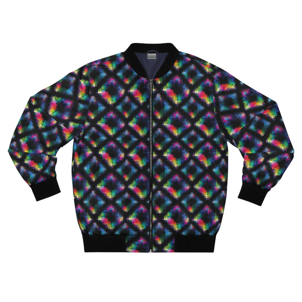 Geometric Neon Tie-Dye Bomber Jacket