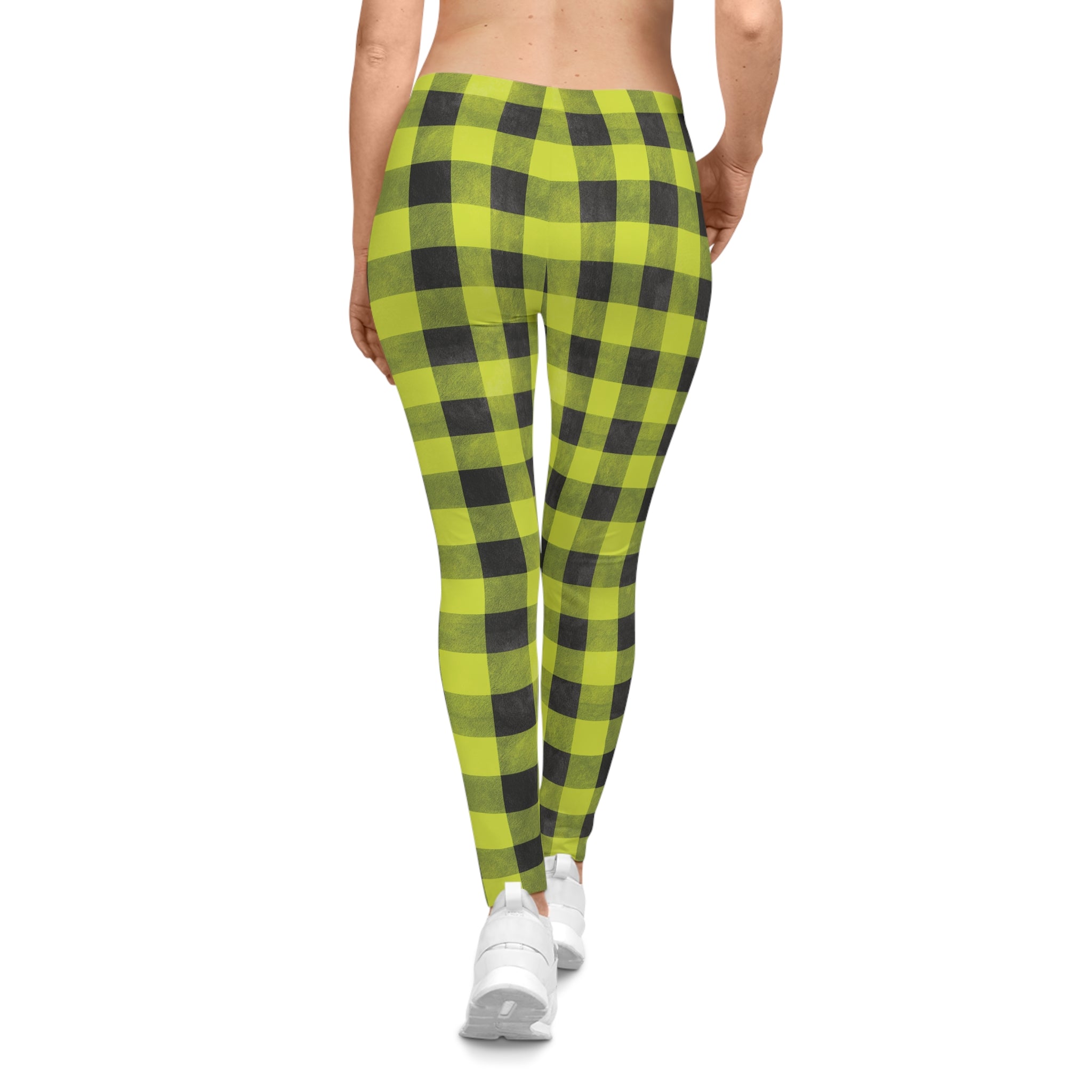Neon Green Buffalo Plaid Leggings