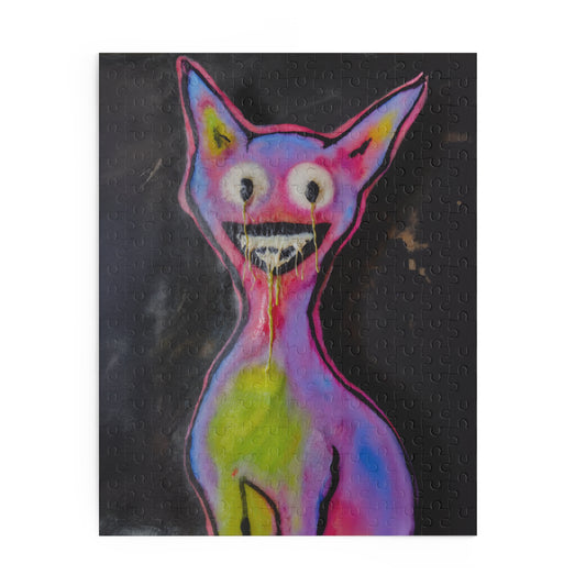 Surreal Neon Cat Puzzle — Colorful Abstract 120/252/500-Piece Jigsaw