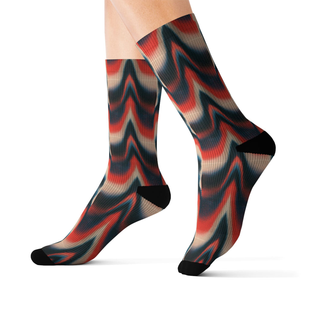 Wavy Red & Navy  Socks